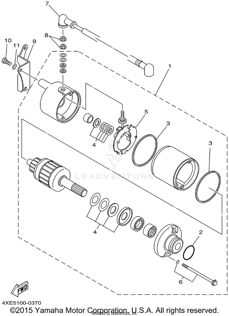 Starting Motor BEAR TRACKER 2WD_REALTREE - YFM250XHP - 2002 Schematic