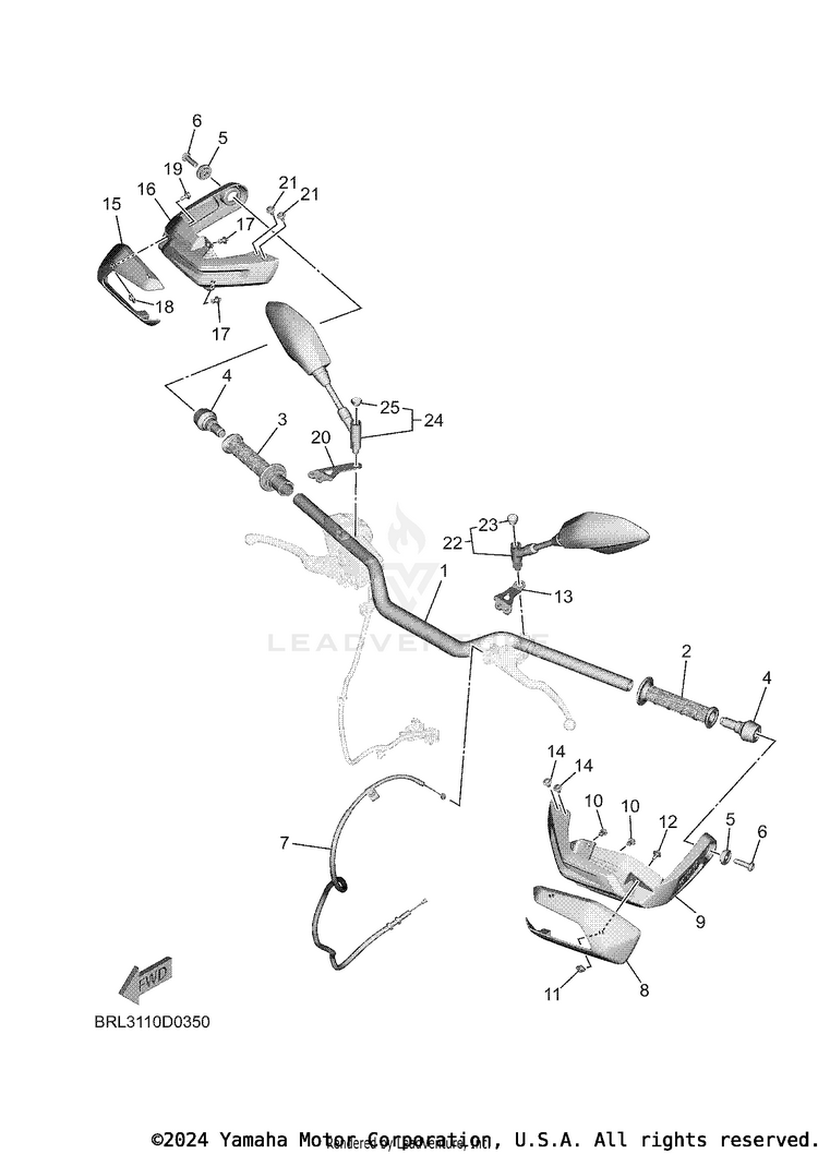 Steering Handle & Cable TENERE 700 WORLD RAI - XTZ7WRTCB - 2026 Schematic
