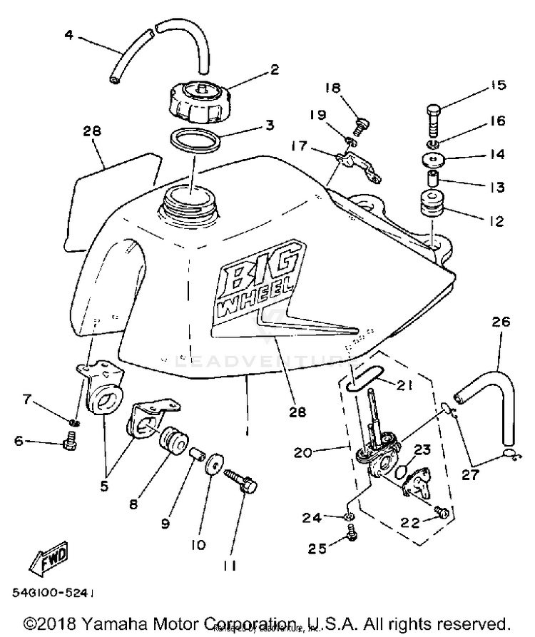 Fuel Tank BIG WHEEL ELEC START - BW200ES - 1986 Schematic