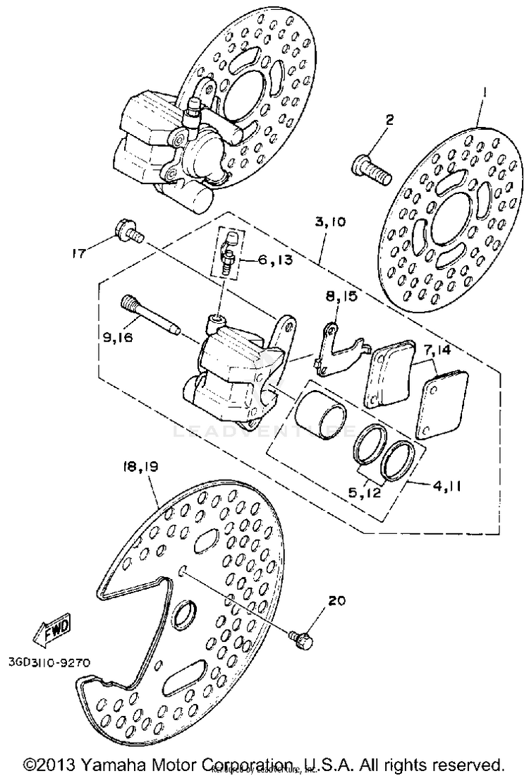 Front Brake Caliper BANSHEE - YFZ350D - 1992 Schematic