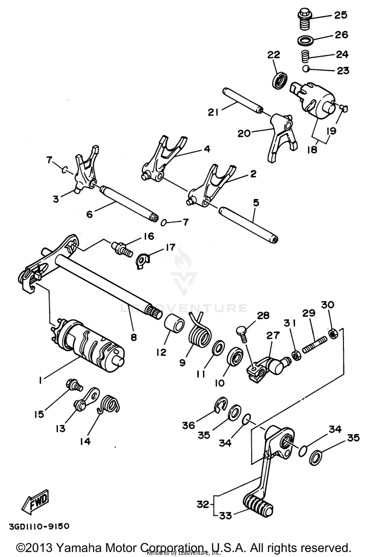 Shift Cam - Shift Fork Schematic