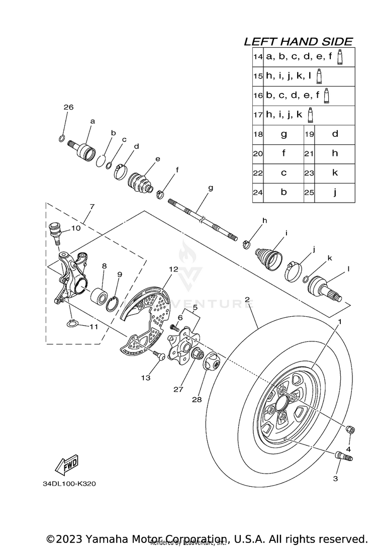 Front Wheel GRIZZLY 550 EPS 4WD - YFM5FGPAGR - 2011 Schematic