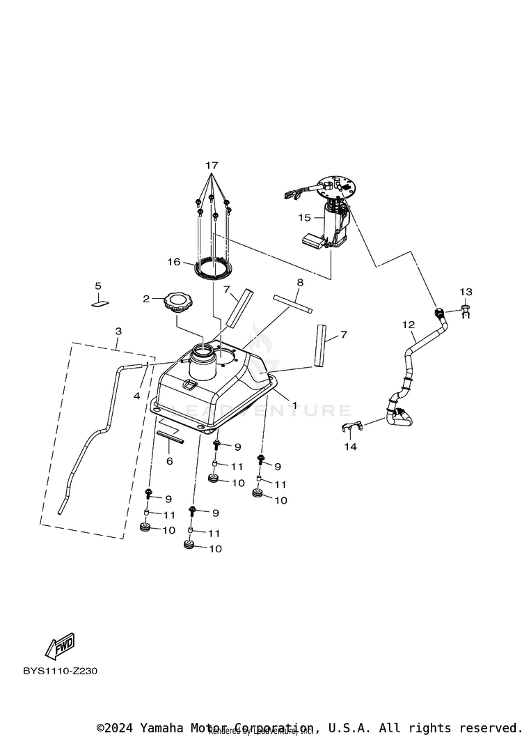 Fuel Tank RAPTOR 110 - YFM01RYXSG - 2025 Schematic