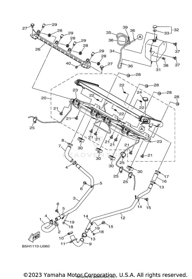 Radiator Hose YXZ1000R EPS SS SE - YXZ10YESKL - 2019 Schematic