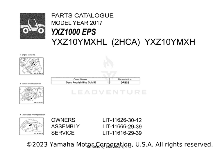 1 Title Page YXZ1000R EPS - YXZ10YMXHL - 2017 Schematic