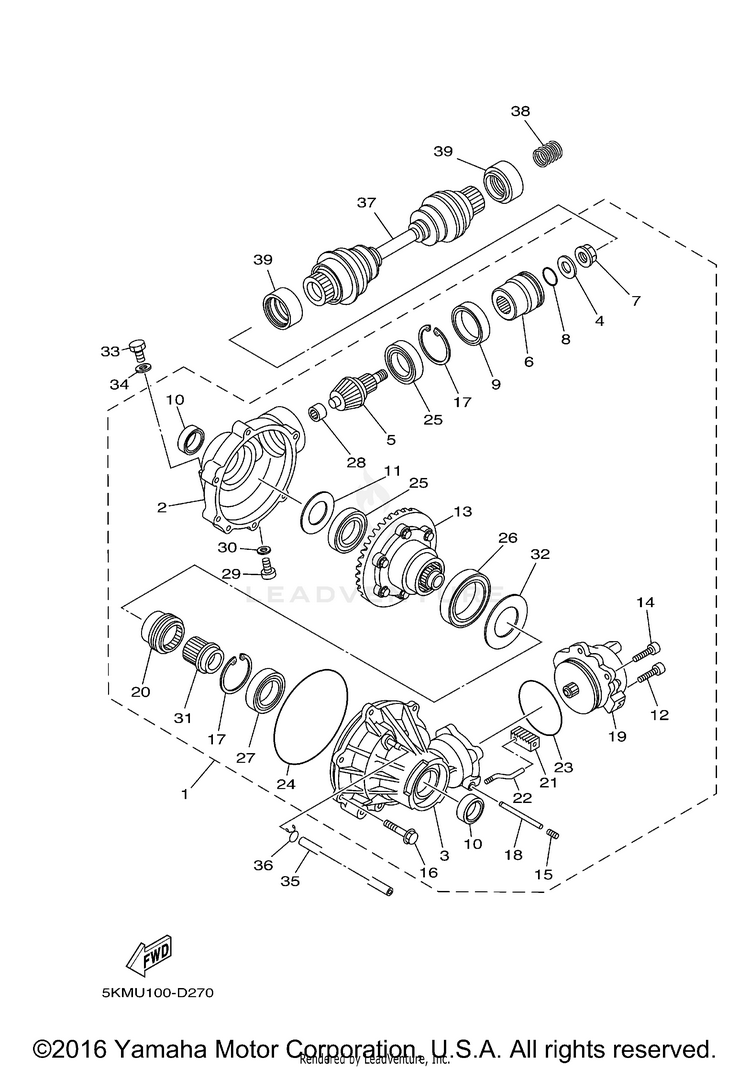 Front Differential GRIZZLY 660 SE - YFM66FASET - 2005 Schematic