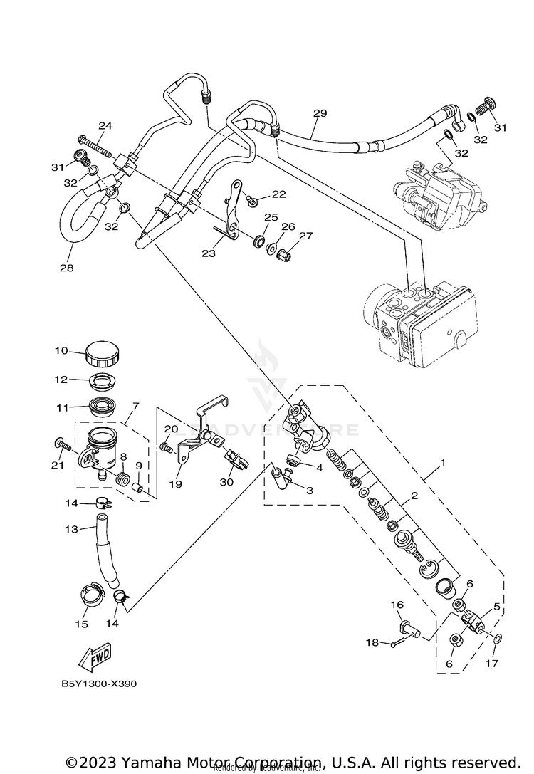 Rear Master Cylinder MT10 - MT10NCB - 2022 Schematic