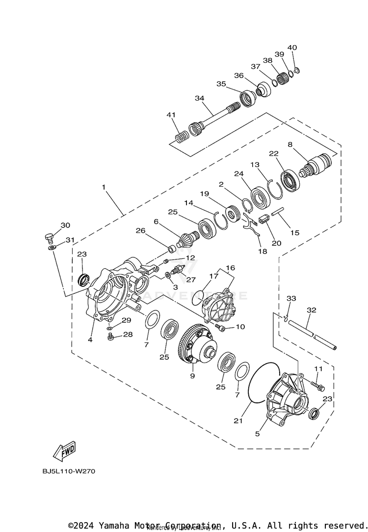Front Differential KODIAK 450 - YFM45KDXRG - 2024 Schematic
