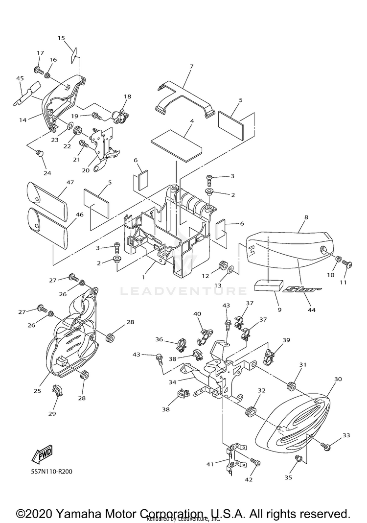 Side Cover V STAR 950 TOURER - XVS95CTGCB - 2016 Schematic