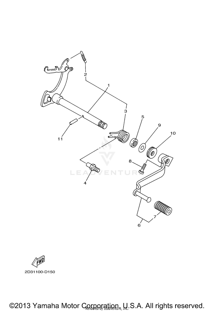 Shift Shaft GRIZZLY 80 - YFM80GW - 2007 Schematic