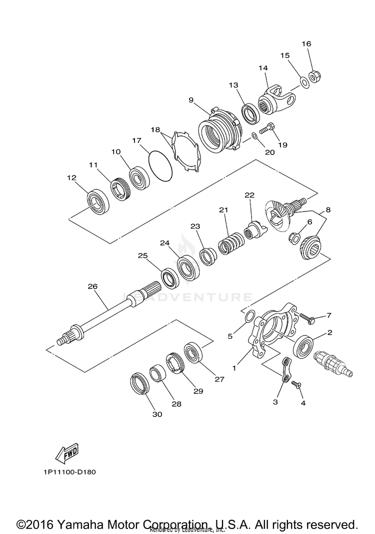 Middle Drive Gear GRIZZLY 400 4WD - YFM4FGX - 2008 Schematic