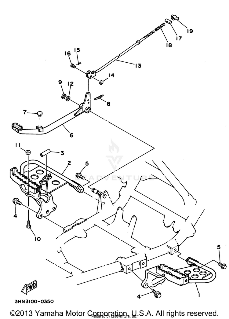 Stand - Footrest BIG BEAR 4WD (ME & NH Only) - YFM350FWF_MNH - 1994 Schematic