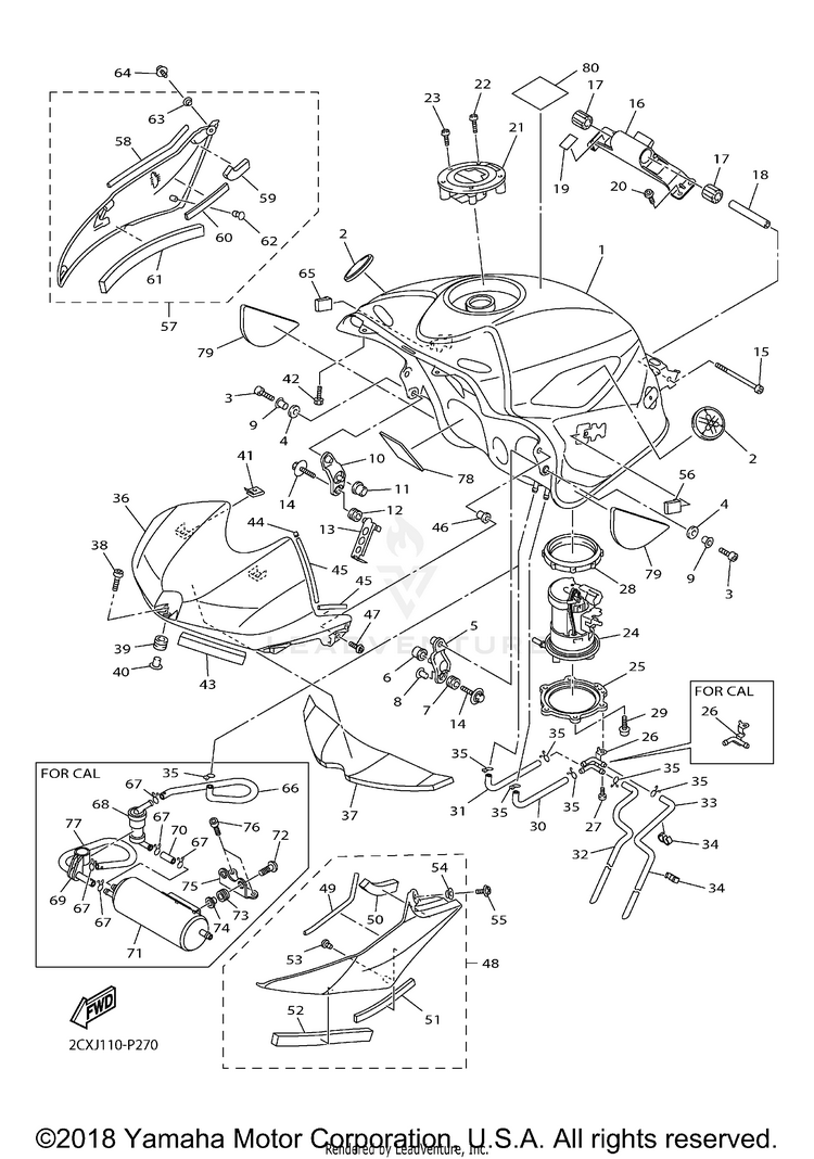 Fuel Tank YZFR6 - YZFR6GCGY - 2016 Schematic