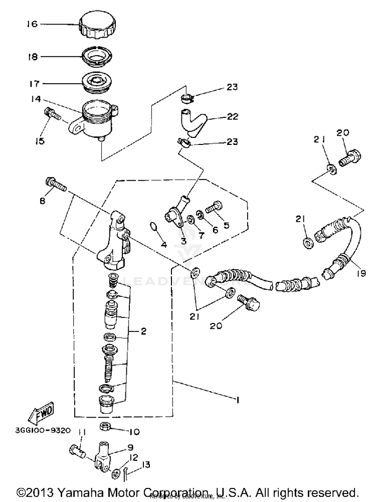 Rear Master Cylinder BANSHEE - YFZ350D - 1992 Schematic