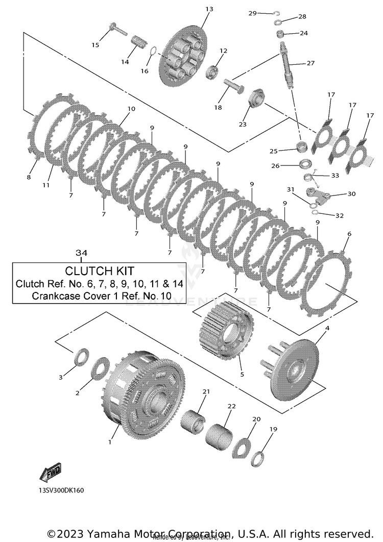 Clutch YZFR6 - YZFR6L1CB - 2020 Schematic