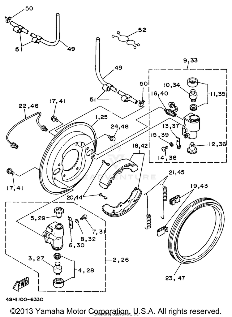 Front Brake KODIAK 4WD - YFM400FWH - 1996 Schematic