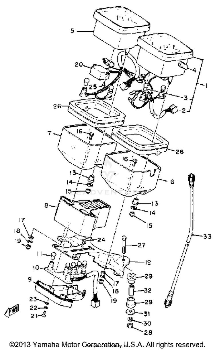 Speedometer Tachometer XS1100H - 1981 Schematic