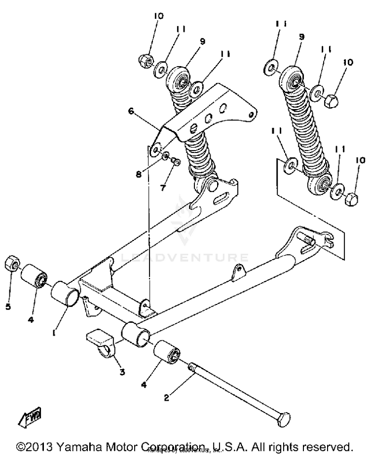 Rear Arm - Rear Cushion - Chain Case GTMXF - 1979 Schematic