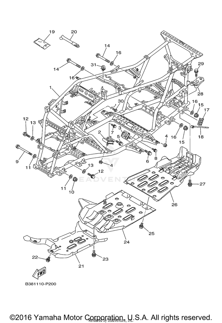 Frame GRIZZLY 4WD HUNTER - YFM700DHFH - 2015 Schematic