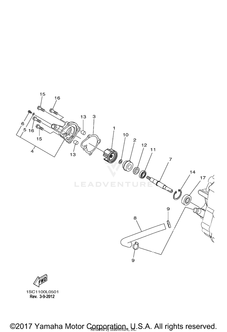 Water Pump GRIZZLY 300 - YFM30GBGR - 2012 Schematic