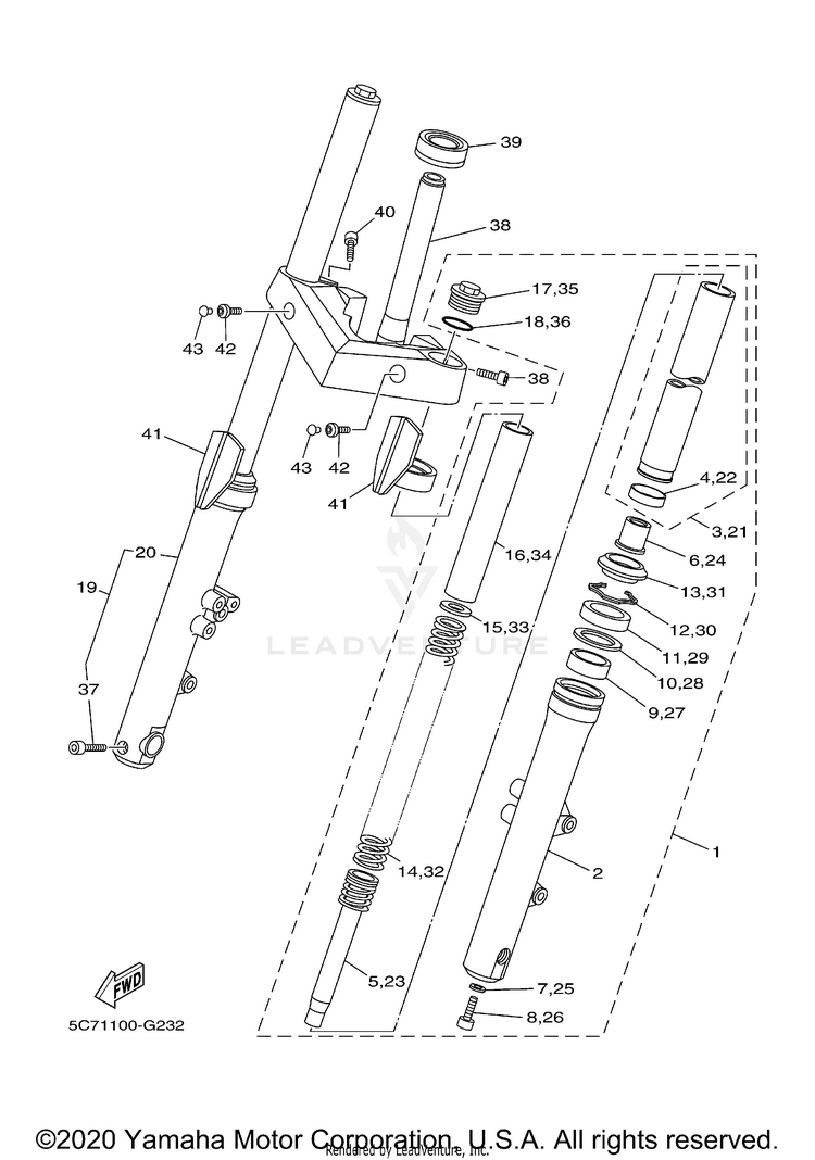 Front Fork RAIDER - XV19CXCR - 2008 Schematic