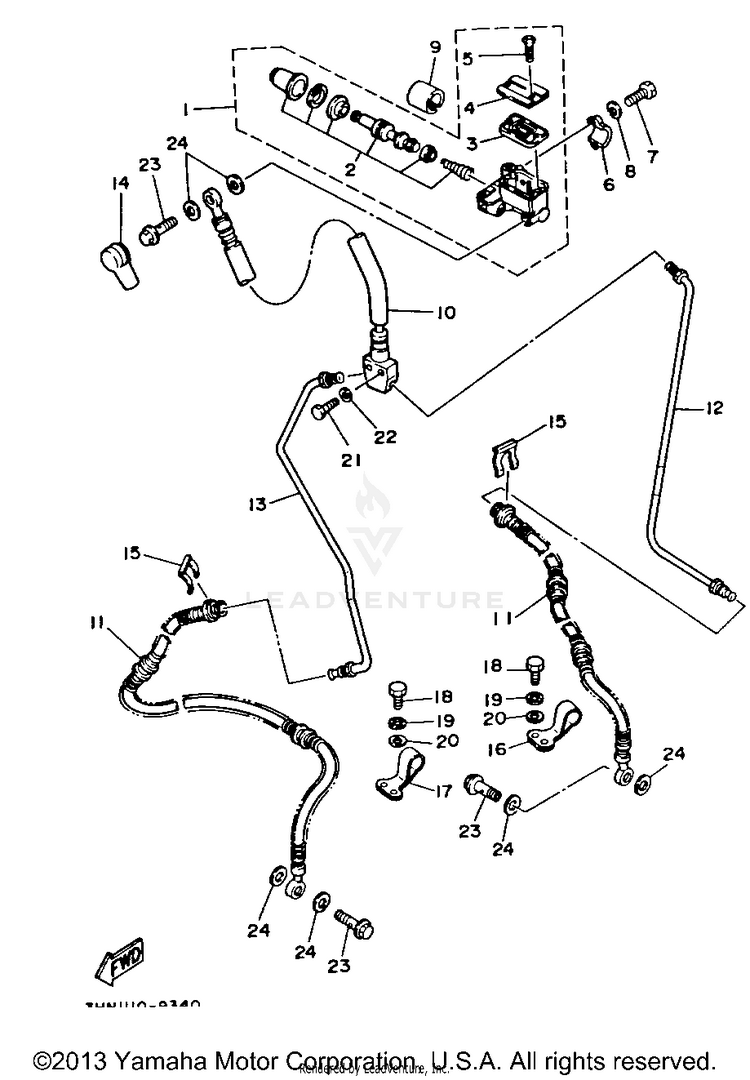 Front Master Cylinder BIG BEAR 4WD - YFM350FWB - 1991 Schematic