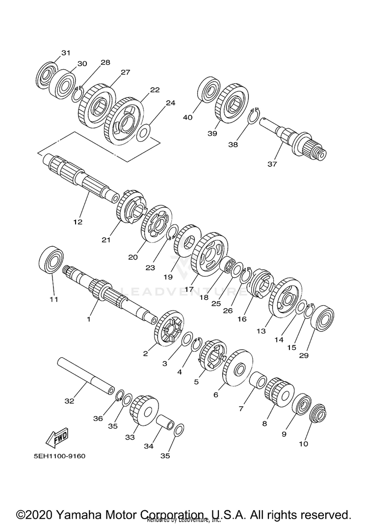Transmission BIG BEAR 2WD YFM400H - YFM400HN - 2001 Schematic