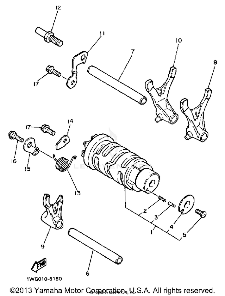 Shift Cam Fork FZR600AC - 1990 Schematic