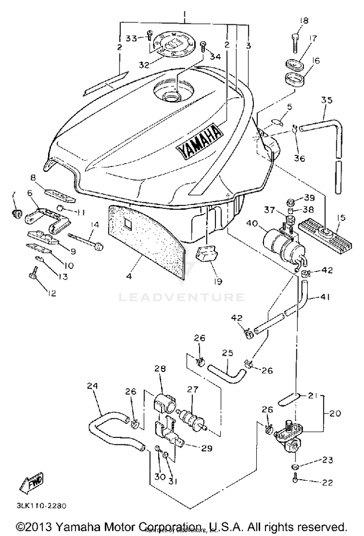 Fuel Tank Non California Model Schematic