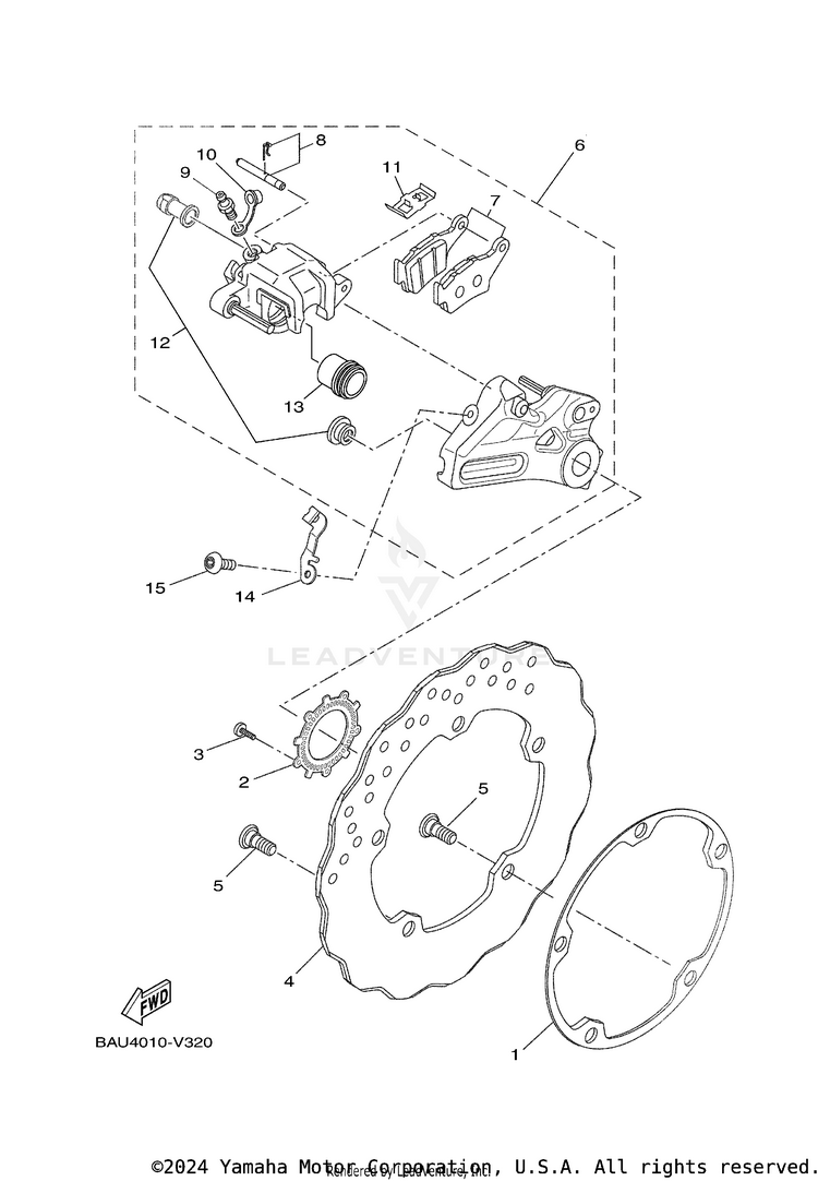 Rear Brake Caliper TENERE 700 - XTZ7NB - 2022 Schematic