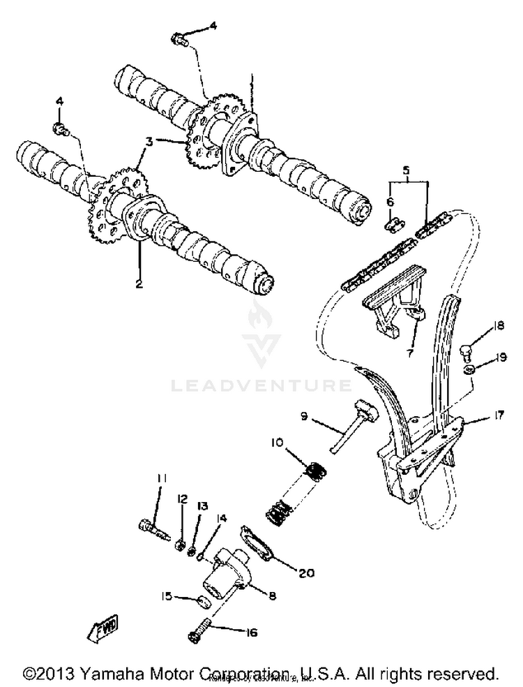 Camshaft Chain XS1100G - 1980 Schematic