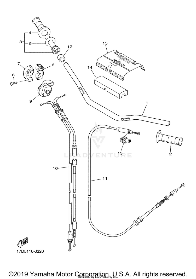 Steering Handle Cable YZ250F - YZ250FAB - 2011 Schematic