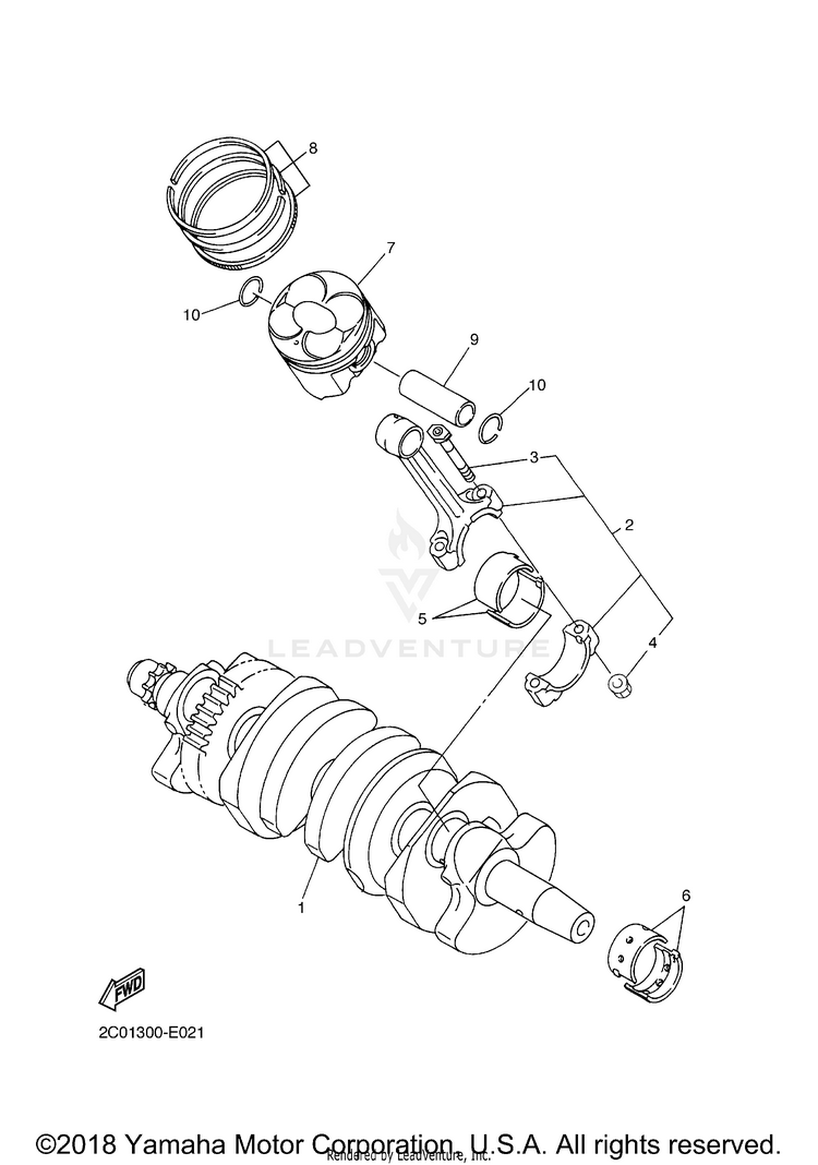 Crankshaft Piston YZFR6 - YZFR6GCGY - 2016 Schematic