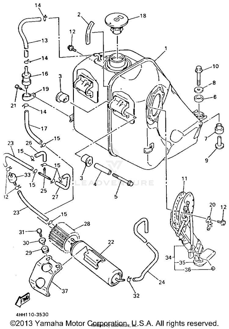 Fuel Tank California Model Only Schematic