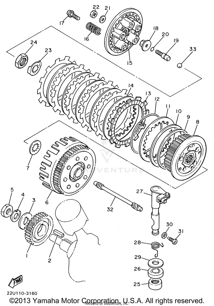 Clutch VIRAGO 535 - XV535HC - 1996 Schematic