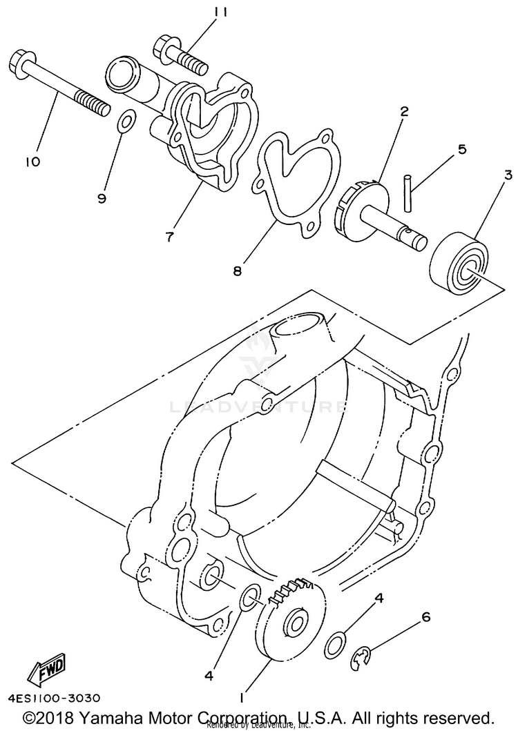 Water Pump YZ80 - YZ80L1 - 1999 Schematic