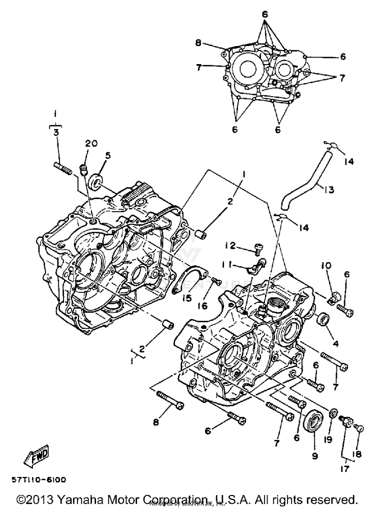 Crankcase (Non-California Model) Schematic
