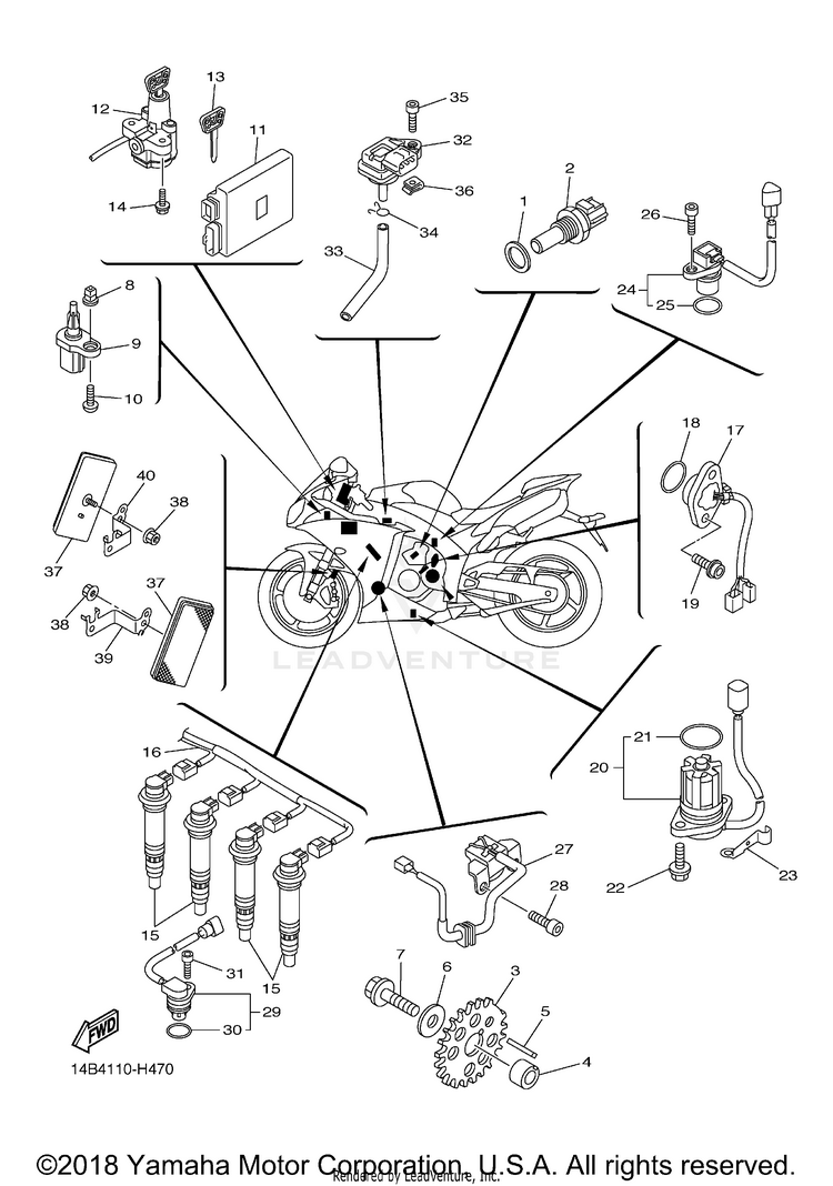 Electrical 1 YZFR1 - YZFR1ZCB - 2010 Schematic