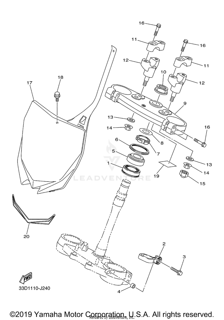 Steering YZ450FB - YZ450FBL - 2012 Schematic