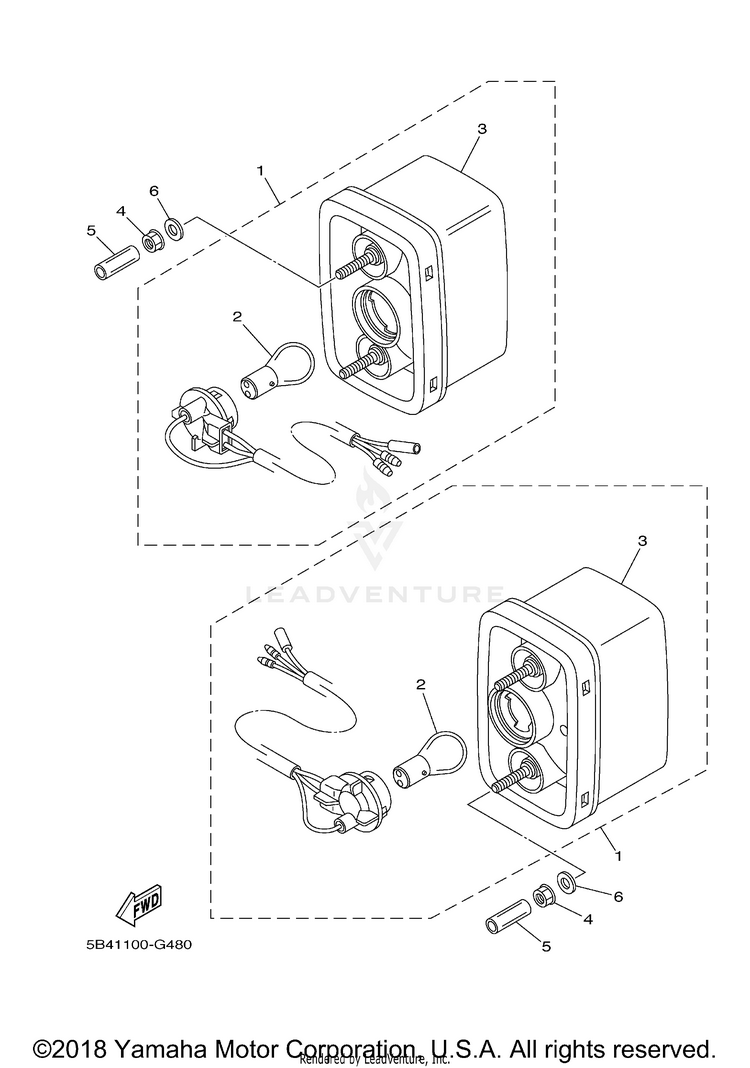 Taillight RHINO 700 HUNTER EDI - YXR7FHB - 2012 Schematic