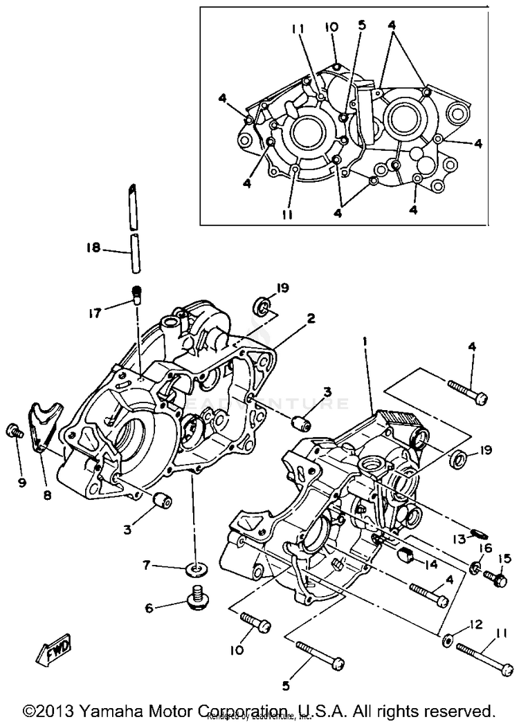 Crankcase BLASTER - YFS200D - 1992 Schematic