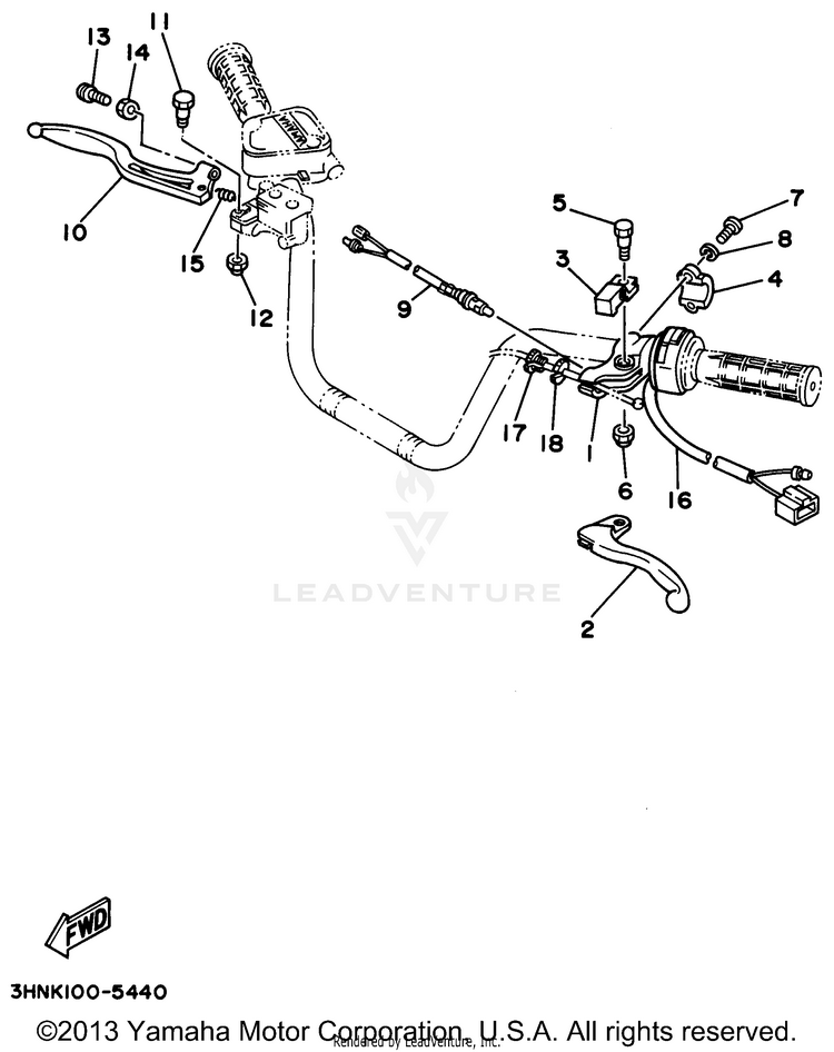 Handle Switch Lever BIG BEAR 4WD - YFM350FWG - 1995 Schematic