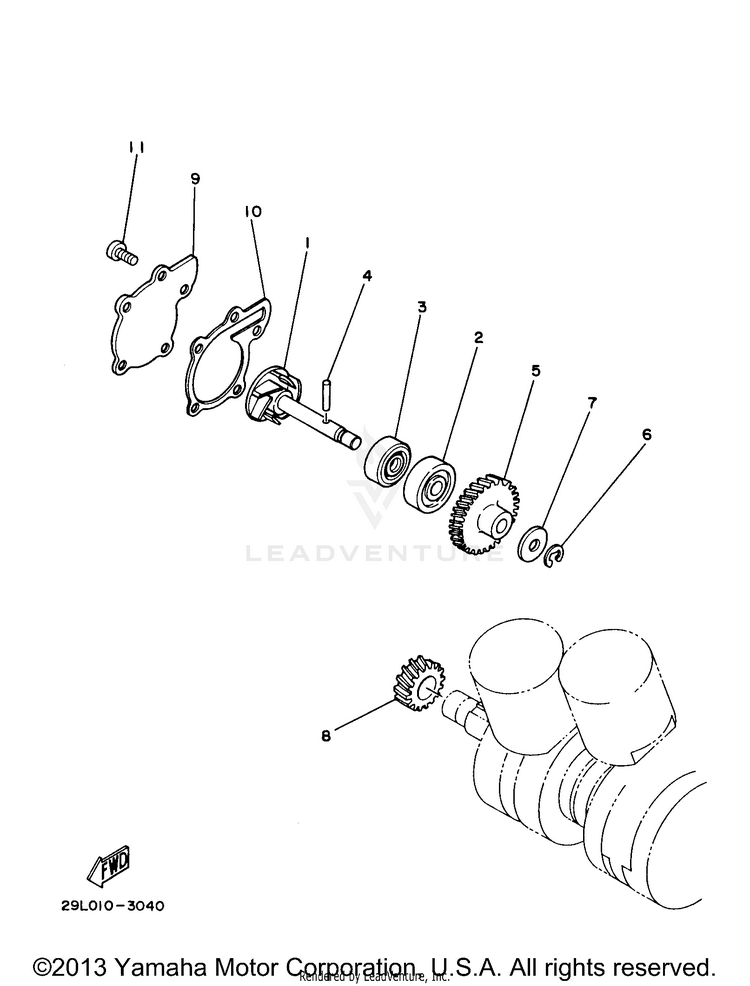 Water Pump BANSHEE - YFZ350J - 1997 Schematic