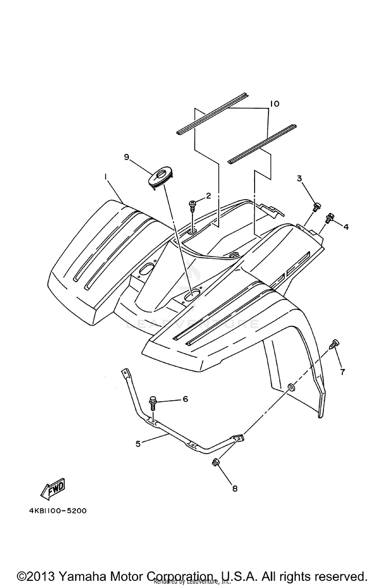 Front Fender WOLVERINE 4WD - YFM350FXH - 1996 Schematic