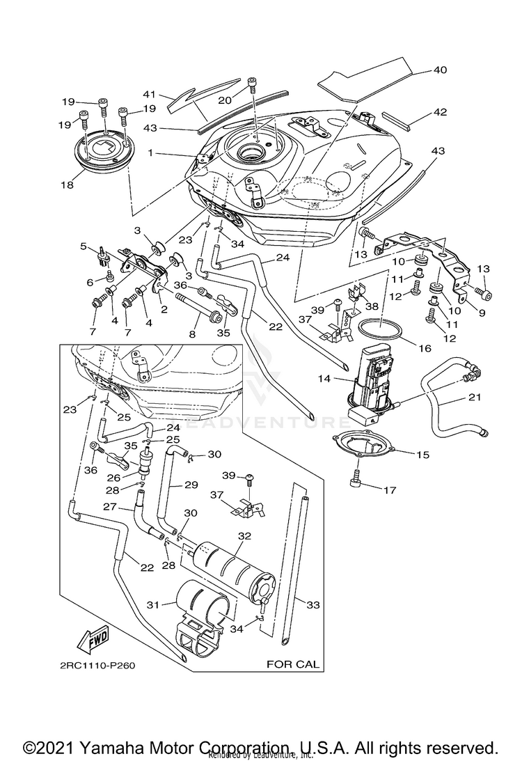 Fuel Tank FZ07 - FZ07FCGY - 2015 Schematic