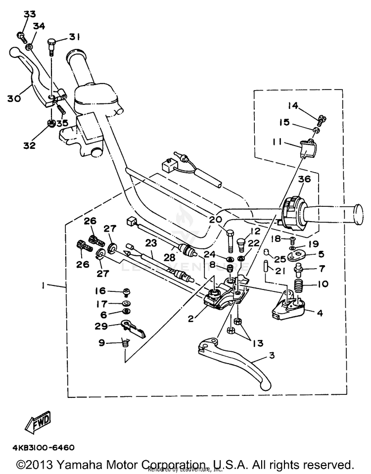 Handle Switch - Lever WOLVERINE 4WD - YFM350FXH - 1996 Schematic