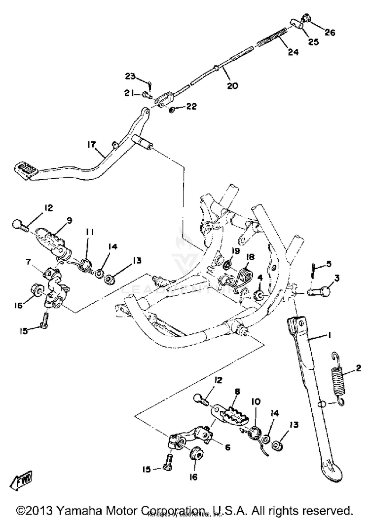 Stand - Footrest - Brake Pedal Schematic