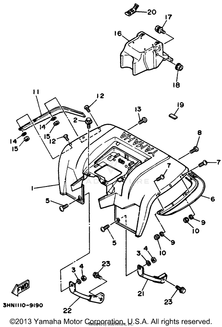 Rear Fender BIG BEAR (ME & NH Only) - YFM350FWD_MNH - 1992 Schematic