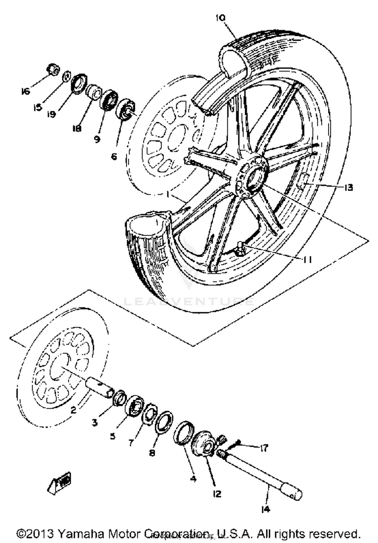 Front Wheel XS1100H - 1981 Schematic