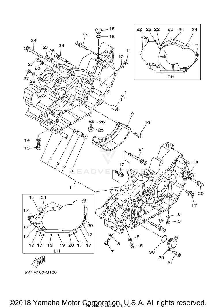 Crankcase ROAD STAR - XV17AWXCW - 2008 Schematic